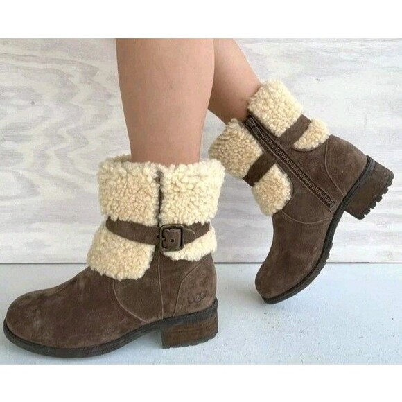 UGG Bayre II Taupe Water Resistant Suede Winter Boots Shearling Lining Cuff Sz.8 - Picture 8 of 8